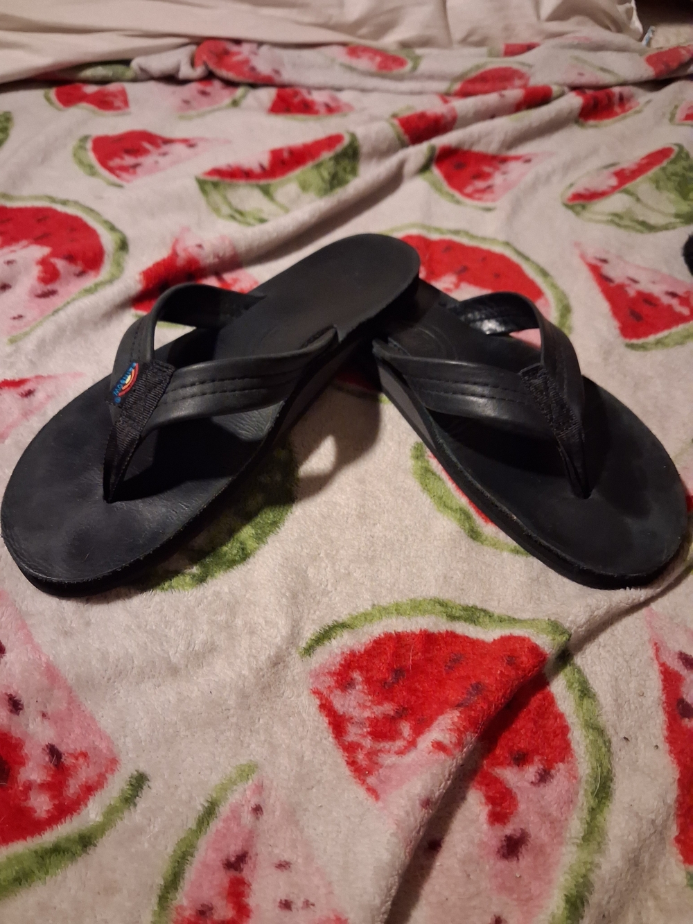 Black Rainbow Single Layer Womens Sandals Size 11